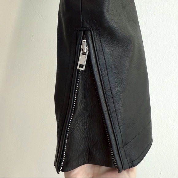 RICK OWENS BLACK LEATHER SILVER ZIP UP MOTORCYCLE MOTO BIKER JACKET - Picture 10 of 16